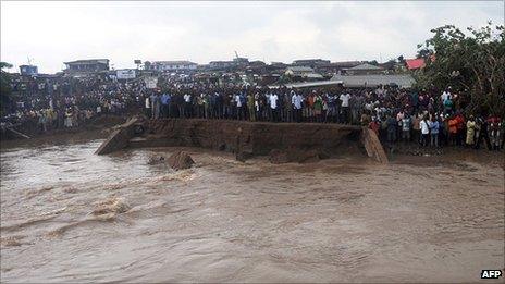 People watching the flood