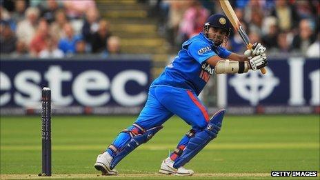 India's Parthiv Patel guides a shot to the leg-side boundary