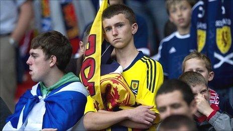 Dejected Scotland fans