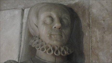 Memorial to Blanche Parry in Bacton church