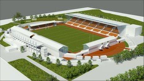 Artists impressions of the refurbished Copthall stadium