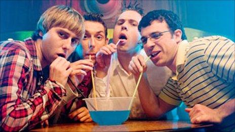 James Buckley, Blake Harrison, Joe Thomas and Simon Bird in The Inbetweeners Movie