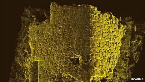 Laser scanned Coroghan Castle walls. Pic: RCAHMS