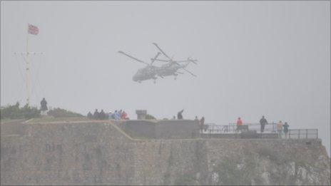 Black Cats performing above Guernsey's Castle Cornet