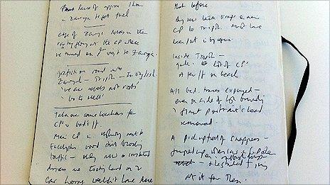 One of Jeremy Bowen's notebooks