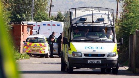 Police at Green Acres travellers' site