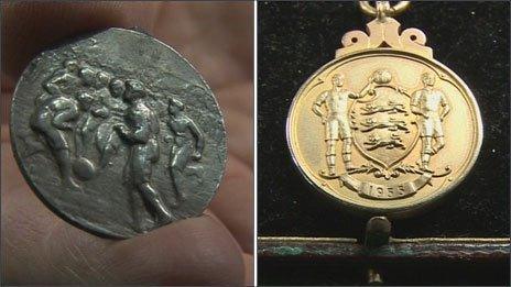 Sir Thomas Lipton Trophy winner's medal (left) and 1955 FA Cup winner's medal (right)