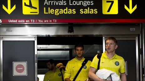 Celtic have arrived in Madrid for Thursday's Europa League match