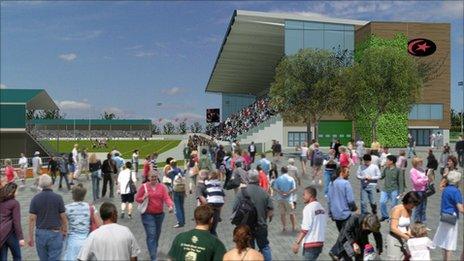 Artist's impressions of the refurbished Copthall stadium