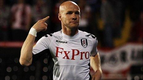 Andy Johnson celebrates scoring for Fulham