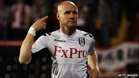 Andy Johnson celebrates scoring for Fulham