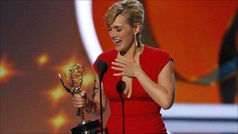 Kate Winslet accepting her Emmy Award