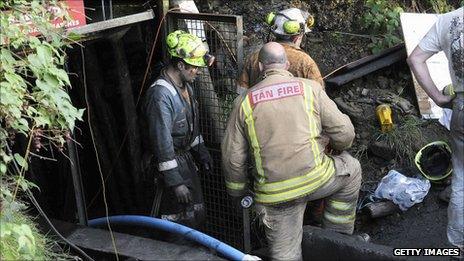 Rescuers at the Gleision Colliery