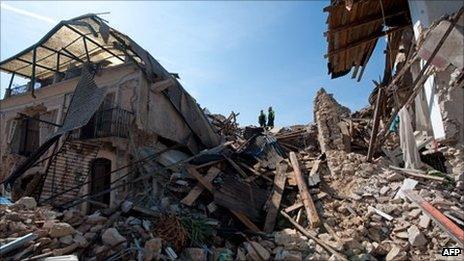 Earthquake damage in Onna, near L'Aquila, Italy - 7 April 2009