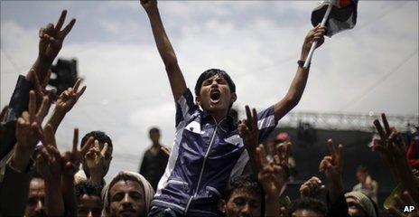 Anti-Saleh protesters in Sanaa, 11 September 2011