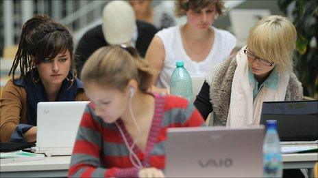 students on computers