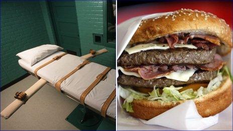 Death chamber photo courtesy of Getty, Hamburger photo courtesy of Reuters