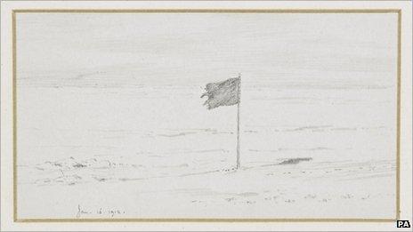 One of the drawings made during Captain Scott's ill-fated expedition to the Antarctic