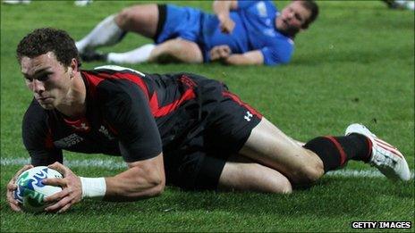 George North scores against Namibia