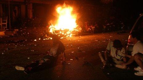 Injured victims of a bomb blast in Thailand's southern Narathiwat province. Photo: September 2011