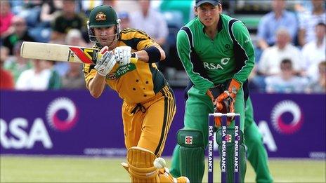 Australia captain Michael Clarke clips the ball away in last year's game at Clontarf