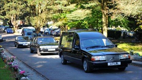 Hearse at Charles Breslin funeral