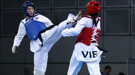 Jade Jones (left) won gold at the 2010 Youth Olympics in Singapore