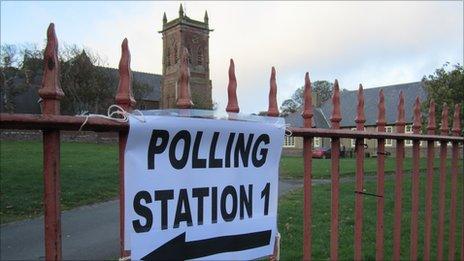 Polling station sign