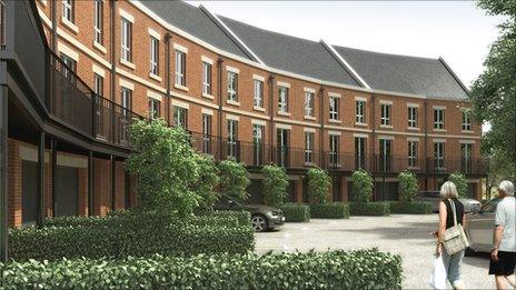 Artist's impression of homes at Newbury Racecourse