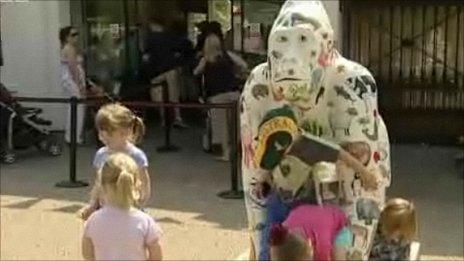 One of Bristol Zoo's life-sized gorilla statues