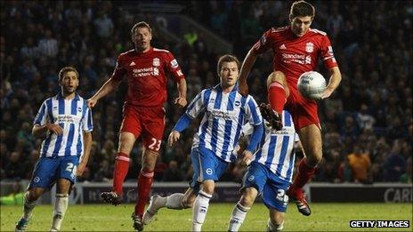 Steven Gerrard playing against Brighton