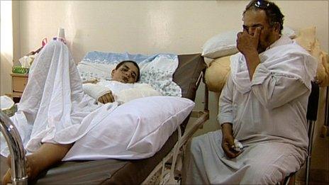 Abdulfatah Hazaz and his father Ibrahim in hospital