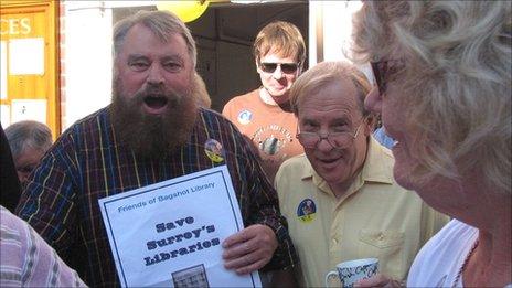 Brian Blessed at Bagshot library protest