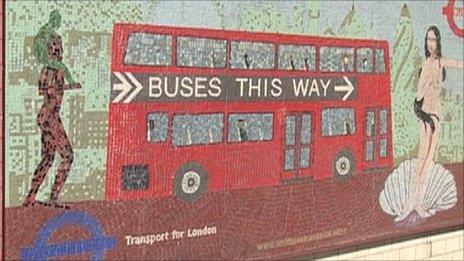 Mosaic of a London bus