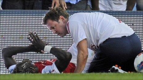 Bacary Sagna was stretchered off at White Hart Lane