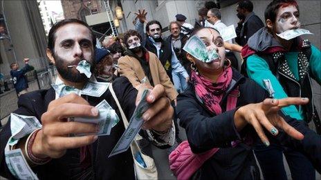 Corporate Zombies at Wall Street protests