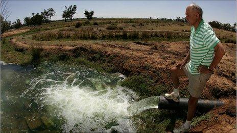 Farmer at water supply