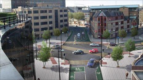 Civic Drive/Franciscan Way junction, Ipswich - artist's impression