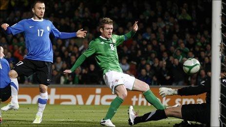 Steven Davis scores his fourth international goal at Windsor Park