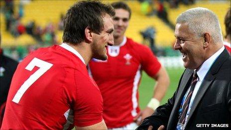 Sam Warburton and Warren Gatland celebrate