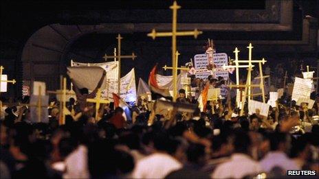 Egyptian Christians march in Cairo on 9 October 2011