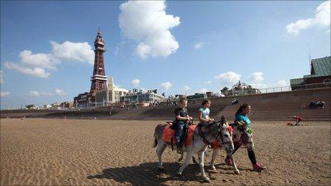 Donkeys on Blackpool beach