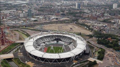 Aerial shot of Olympic Stadium