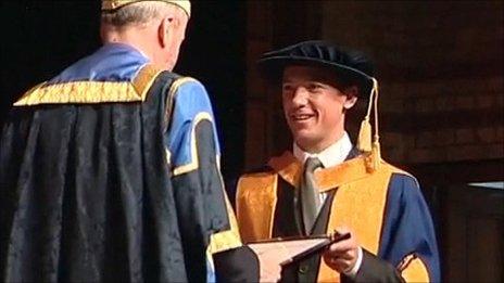 Dr Frankie Dettori receiving the doctorate