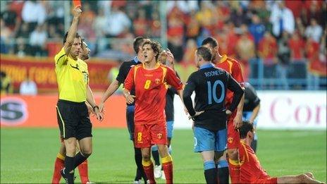 Wayne Rooney is sent off in England's Euro 2012 qualifier against Montenegro