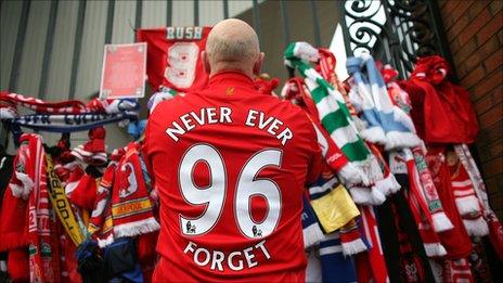 Liverpool fan pays his respects to those who died in the Hillsborough disaster