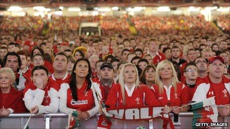 Crowd at the Millennium Stadium live relay