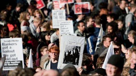 Protesters outside St Paul's Cathedral