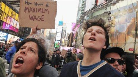 Protesters in Times Square 15 October 2011