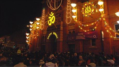 Crowds line the streets for the Diwali lights being switched on in Leicester